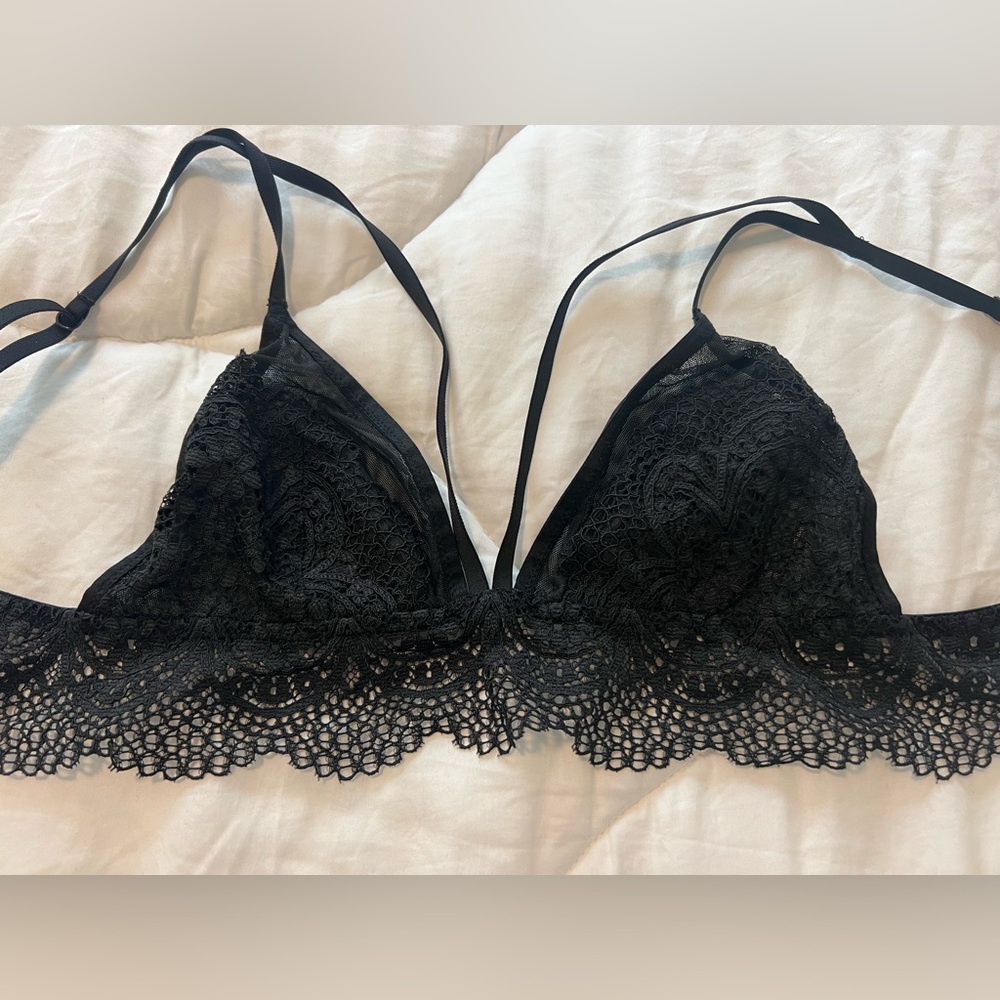 Victoria’s Secret black lace bralette; new condition!